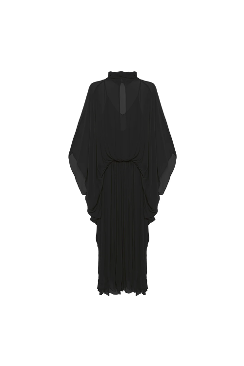 VESTIDO LONGO AMPLO CAPA CHIFFON PRETO TIG