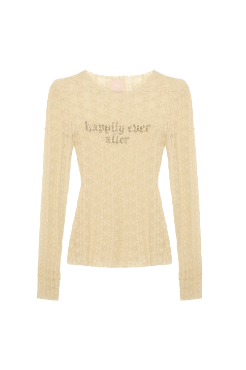 BLUSA MANGA LONGA RENDA BEGE TIG