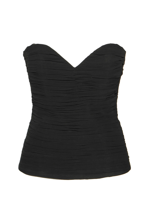 TOP TOMARA QUE CAIA DRAPEADO CHIFFON PRETO TIG