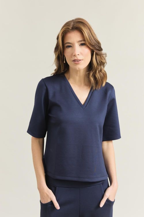 BLUSA RAFFINE PESPONTOS AZUL ESCURO FILLITY
