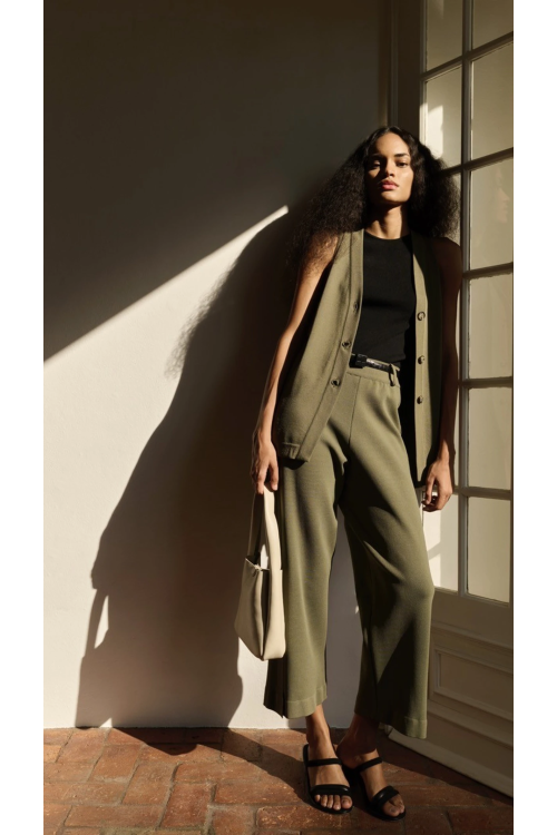 CALCA FENDAS TRICOT VERDE MILITAR EGREY