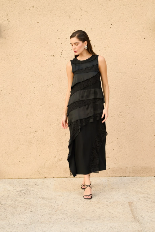 VESTIDO SEM MANGA AVILA PRETO BIANZA
