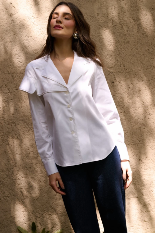 CAMISA ISABEL DETALHE NA MANGA OFFWHITE BIANZA