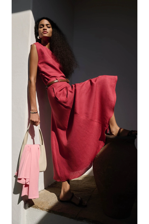 SAIA MIDI AMPLA LINHO VERMELHO EGREY