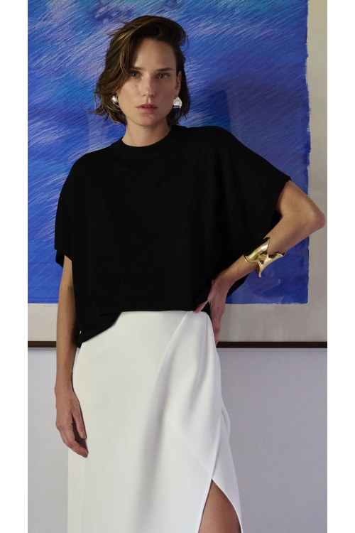 CAMISETA AMPLA TRICOT BEGE EGREY