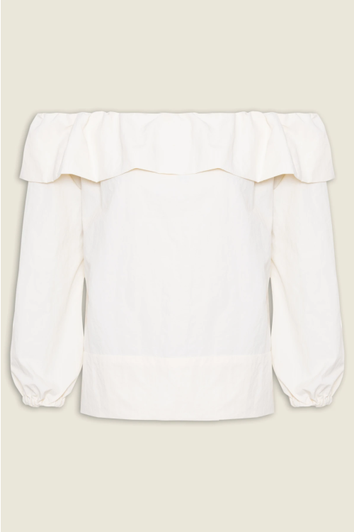 BLUSA BABADO TECNOLOGICO OFFWHITE EGREY
