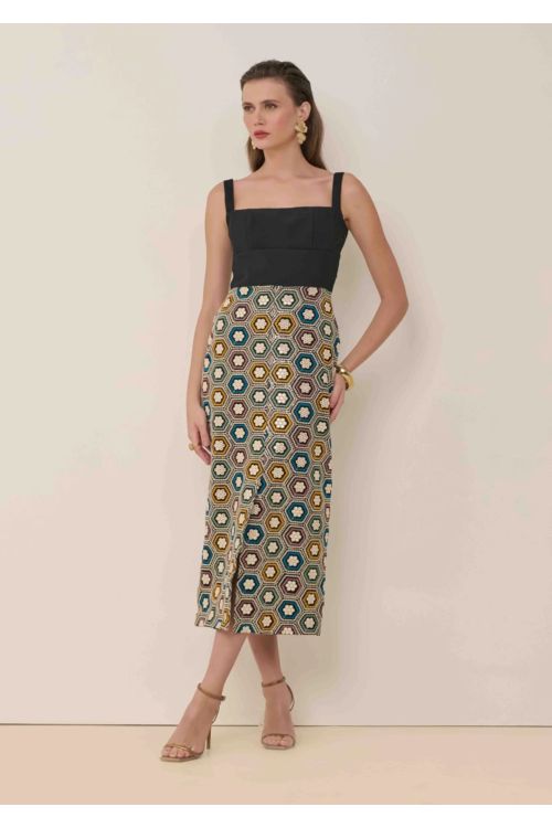 VESTIDO BORDADO TERSA PRETO BIANZA