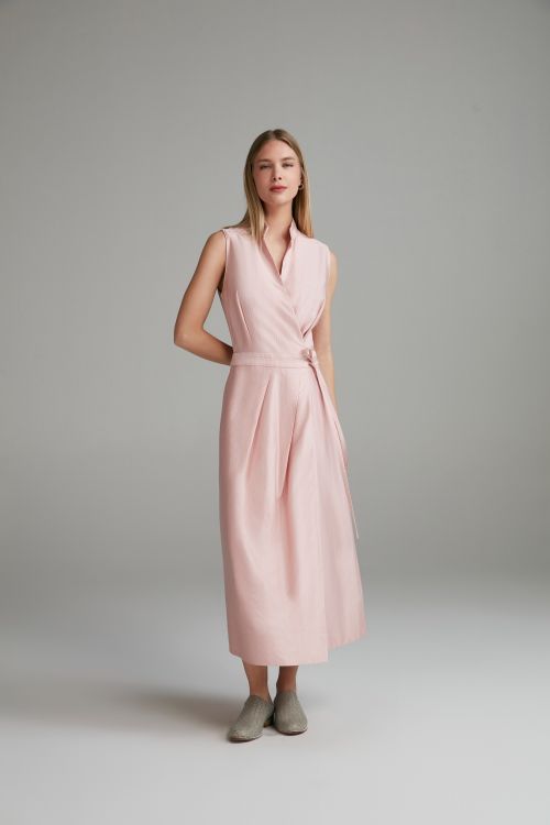VESTIDO ALANA COM FAIXA - 2 RISCAS ROSA ALEHA