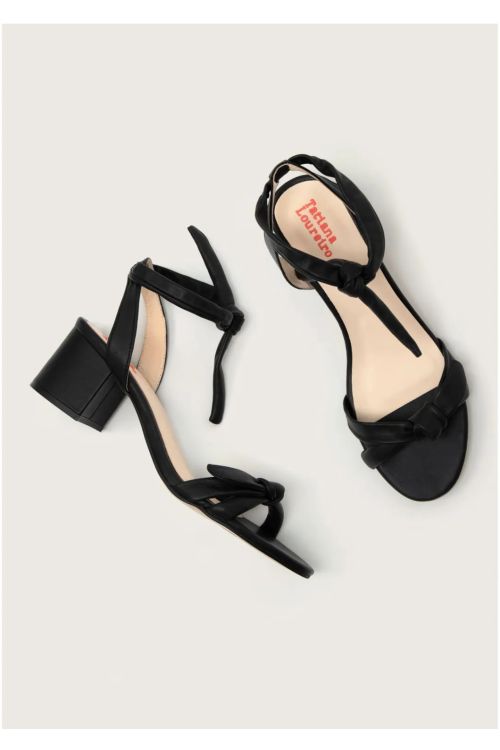 SANDALIA LACE UP NO MESTICO NAKED SALTO BLOCO PRETO TATIANA LOUREIRO