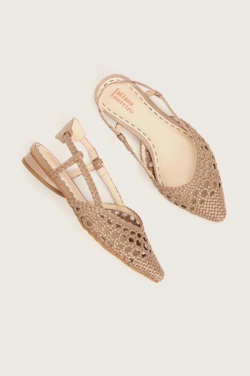 SAPATILHA SLINGBACK TRESSE NUDE PEROLADO TATIANA LOUREIRO
