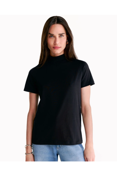 CAMISETA ALGODAO GOLA ALTA PRETO CAMYS