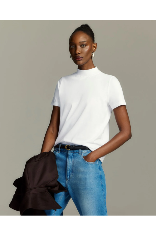 CAMISETA ALGODAO GOLA ALTA BRANCO CAMYS