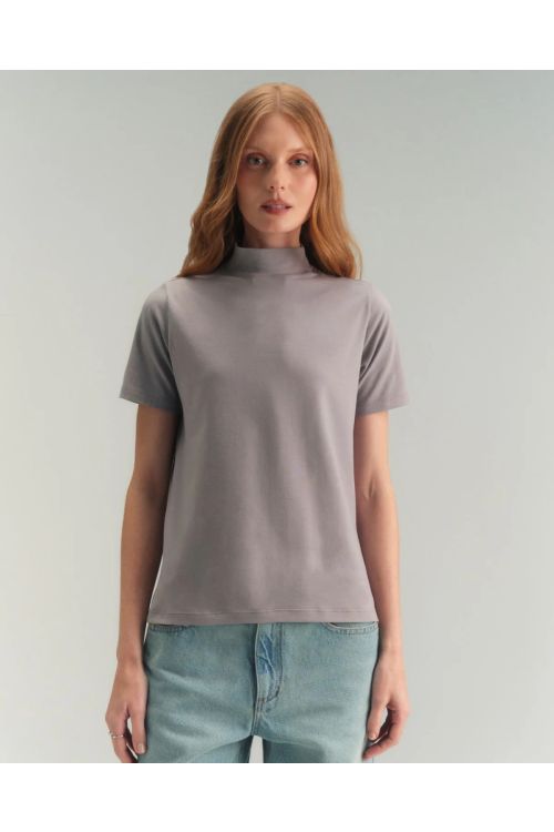 CAMISETA ALGODAO GOLA ALTA CINZA CAMYS