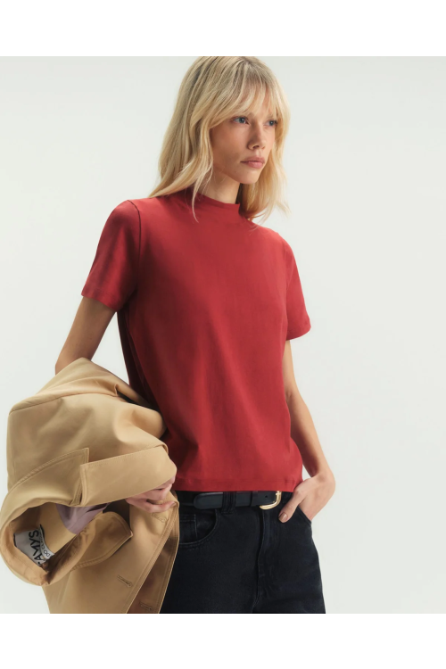 CAMISETA ALGODAO GOLA ALTA TERRACOTA EARTH CAMYS