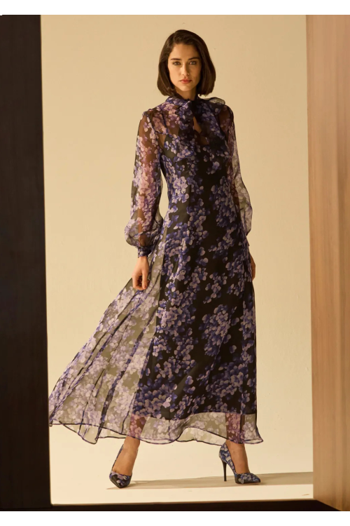 CHEMISE ECLIPSE LONGO ORGANZA DE SEDA ESTAMPA LALIBELA
