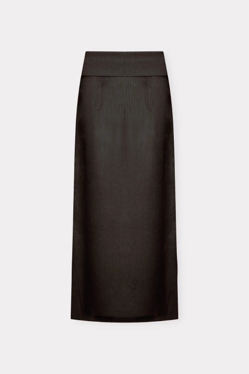 SAIA TRICOT CANELADO COM ORGANZA PRETO COVEN