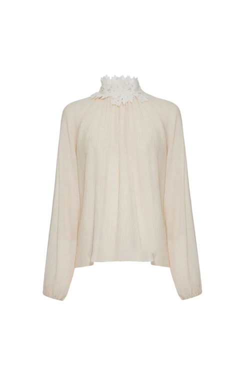 BLUSA MARIA EDUARDA EM TECIDO PLISSADO OFFWHITE LALIBELA