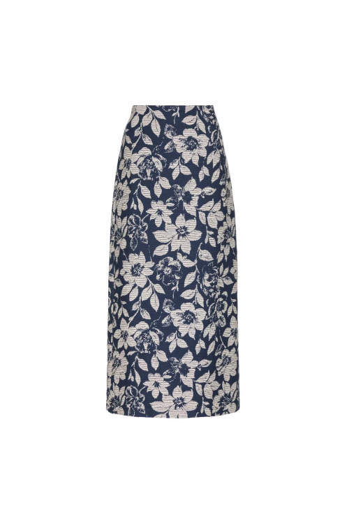 SAIA MAXI MIDI JACQUARD ELEONORA ESTAMPA FLORAL AZUL LALIBELA