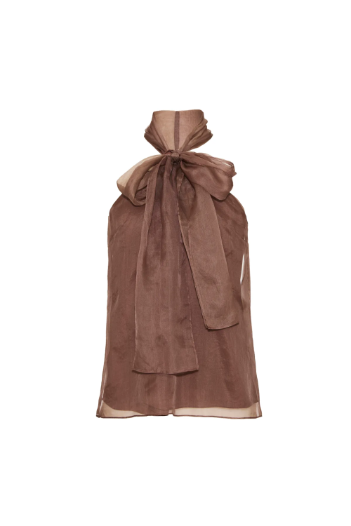 BLUSA EMILIANA EM SEDA MARROM LALIBELA