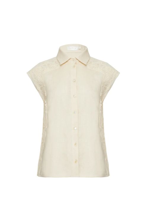CAMISA TONIA LINHO PURO OFFWHITE LALIBELA