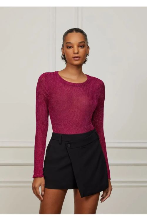 BLUSA M/L TRICOT METALIZADO ROSA ANIMALE