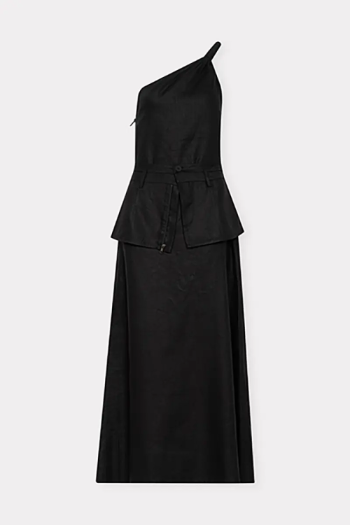 VESTIDO LINHO COM BASQUE REMOVIVEL PRETO COVEN