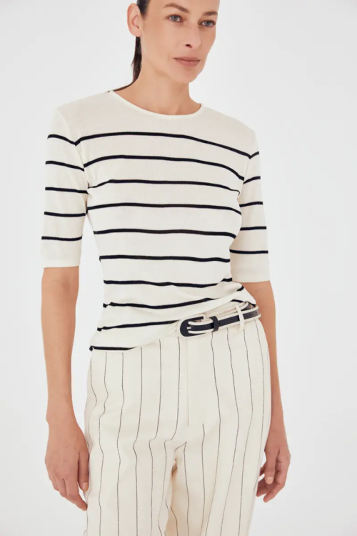BLUSA TRICO LISTRADO OFFWHITE/PRETO COVEN