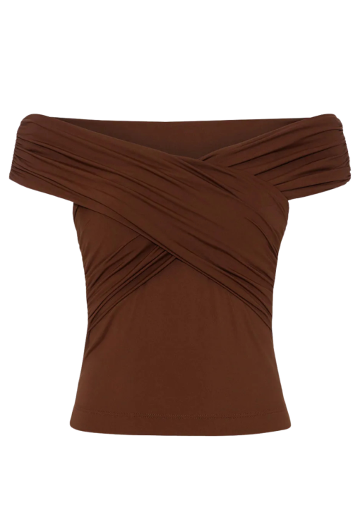 BLUSA TIERNEY FRENTE TRANSPASSADA MARROM LALIBELA