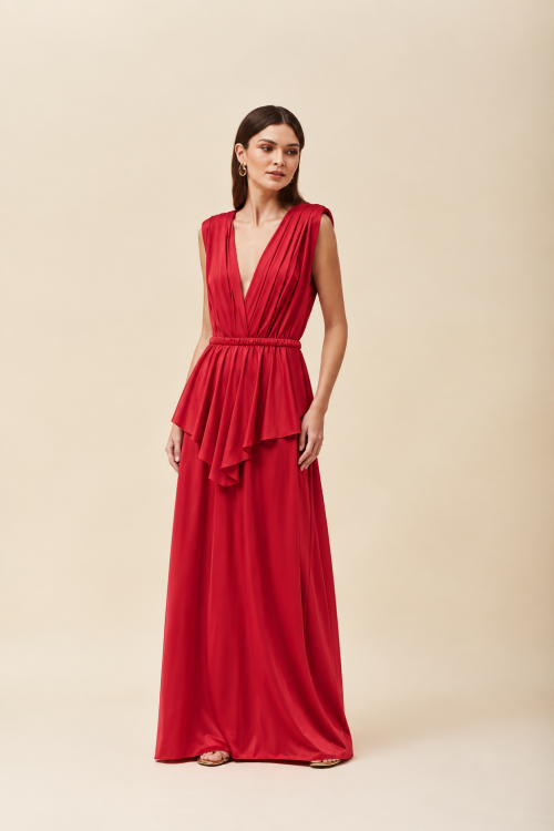 VESTIDO LONGO MALHA ATHENA VINHO - VOAR