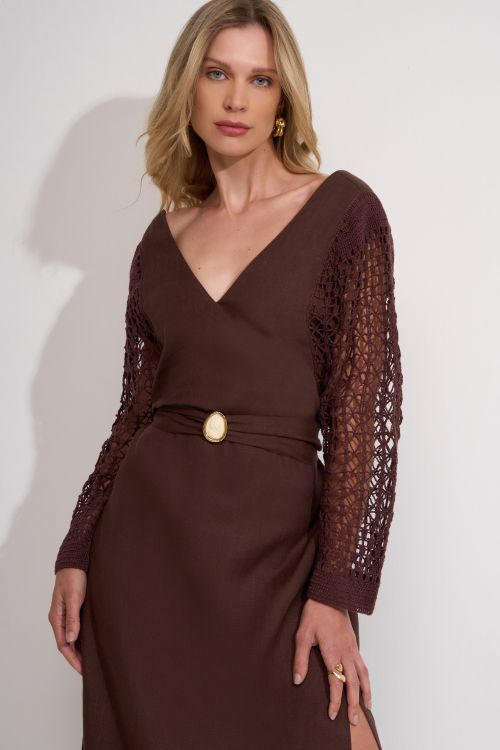 VESTIDO LUCY MARROM - ALEHA