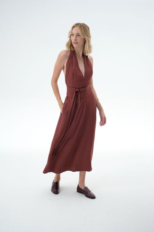 VESTIDO CASSANDRA ABERTURAS NAS COSTAS COM CINTO CAIENA ALEHA