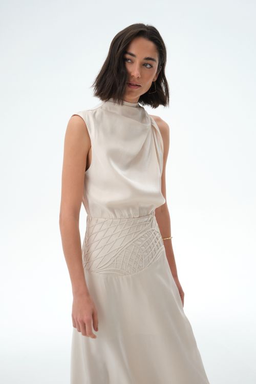 VESTIDO PAOLA ACENTINADO COM BRILHO GRAFITE ALEHA