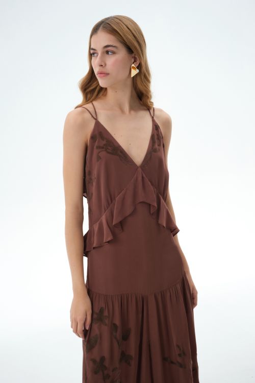VESTIDO ALCA FLOR LONGO CHOCO ALEHA