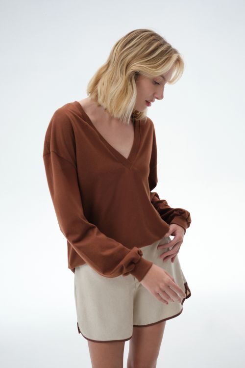 BLUSA KIM MANGA LONGA DECOTE V CHOCO ALEHA