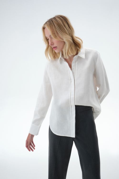 CAMISA STELLA 100% LINHO OFFWHITE ALEHA