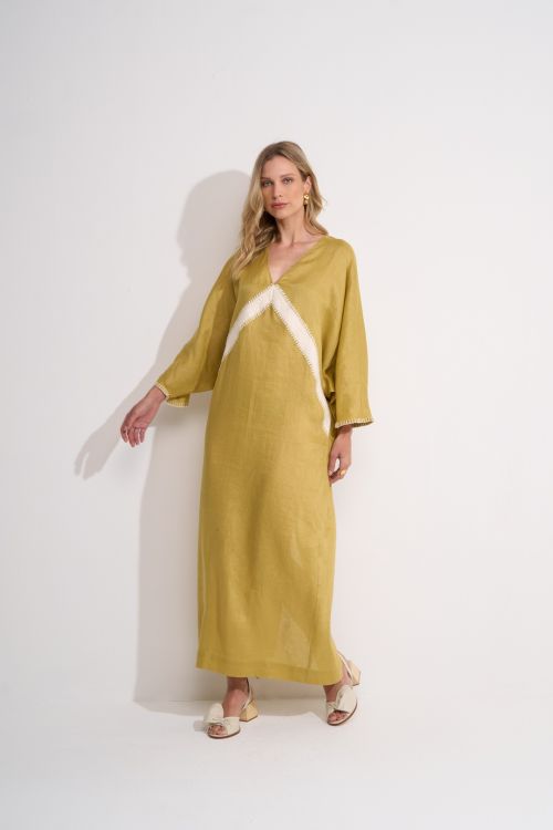 VESTIDO JOAQUINA LONGO AMPLO VERDE - ALEHA