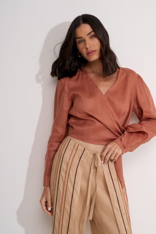 BLUSA LANA DECOTE V AMARRACAO ROSA QUEIMADO - ALEHA