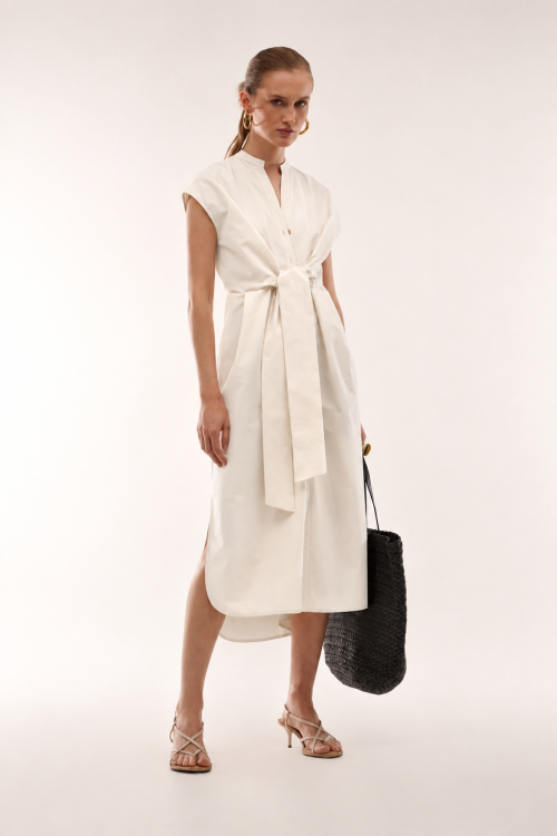 VESTIDO TRICOLINE AMARRACAO OFFHWITE - BIANZA