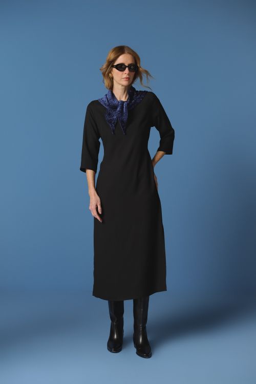 VESTIDO RETO MIDI MINIMALISTRA PRETO BIANZA