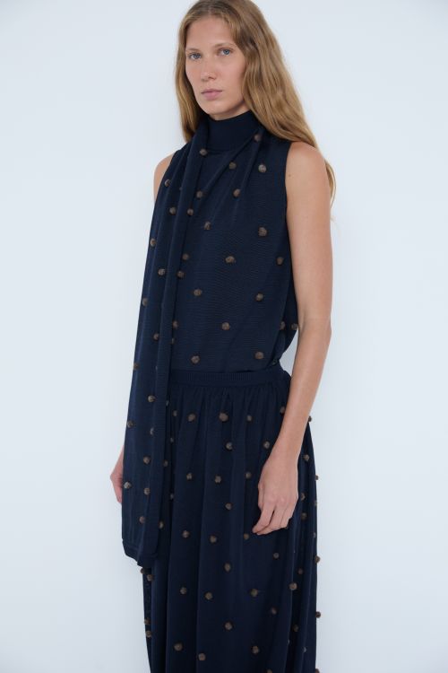 BLUSA TRICOT BORDADO DE POAS DE LA MARINHO COVEN