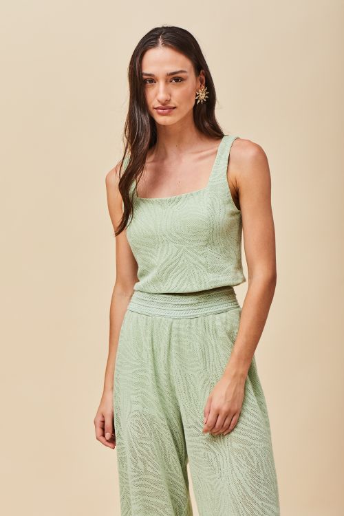 BLUSA ALCA JACQUARD TRICOT MENTA - VOAR