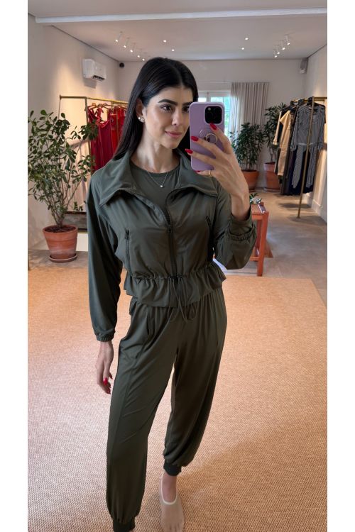 CALCA FLUITY LISO DETALHE NA BARRA VERDE MILITAR VOAR