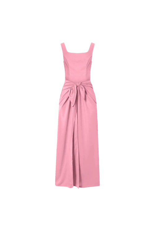VESTIDO MAXI MIDI ENZA EM CREPE ROSA LALIBELA