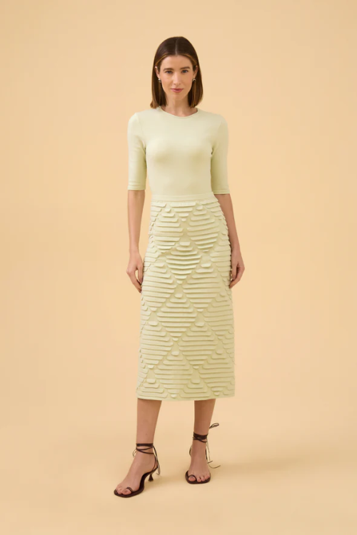 SAIA LAPIS MIDI TEXTURA VERDE CLARO VIVIANE FURRIER