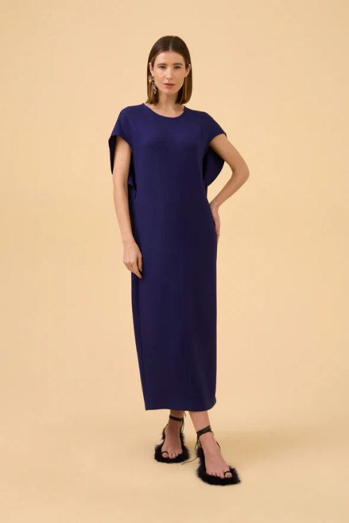 VESTIDO MIDI RECCORTES EM MALHA PURPLE BLUE VIVIANE FURRIER