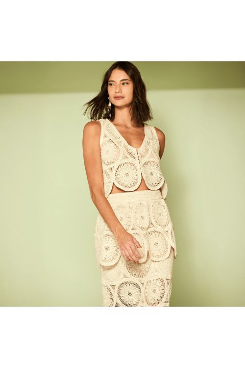BLUSA MARINA EM CROCHET REKEVO OFFWHITE LALIBELA