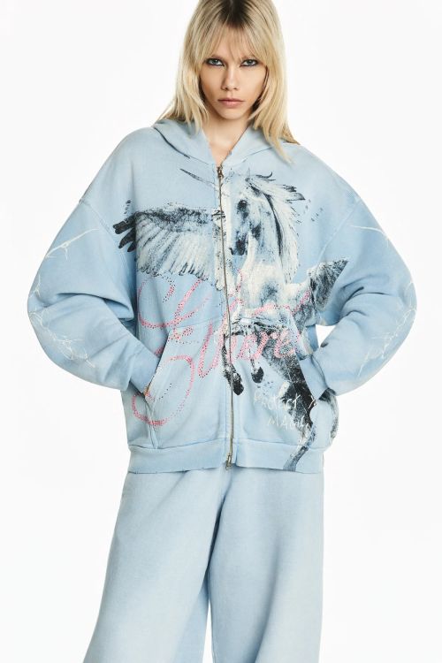 BLUSA MOLETOM ZIPER CAPUZ AZUL TIG