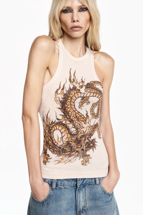 REGATA MALHA TATTOO DRAGAO OFFWHITE TIG
