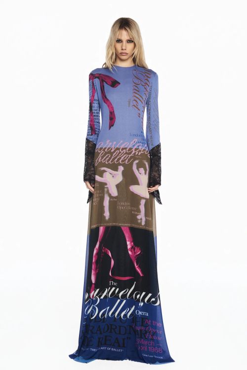 VESTIDO LONGO MANGA LONGA TULE E RENDA BALLET LACO ESTAMPA - TIG