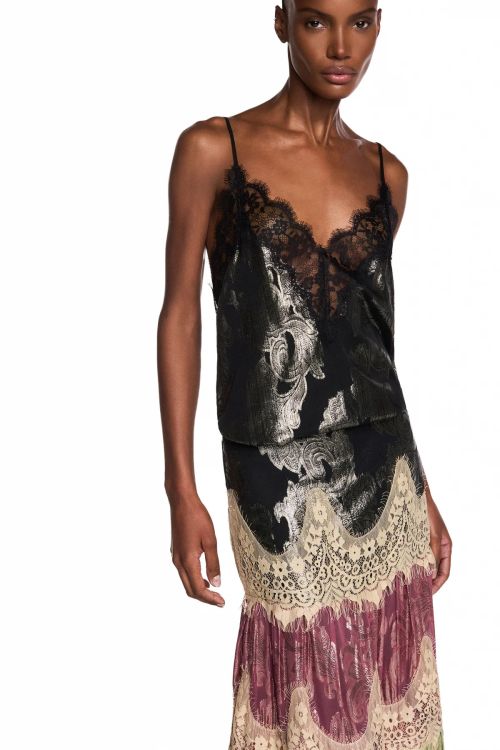 REGATA DECOTE RENDA JACQUARD PRETO - TIG